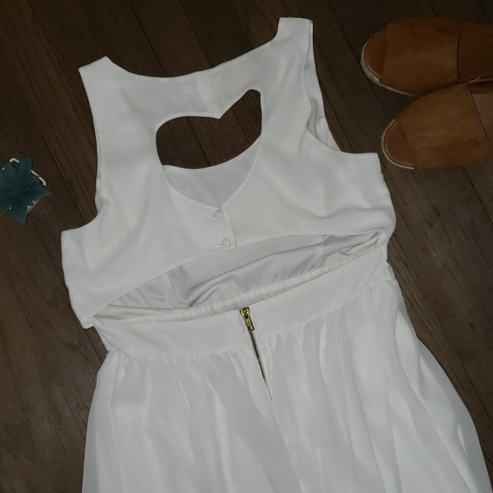 Charlotte Russe White Heart Cut Out Back Dress